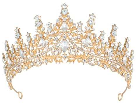Or Diadème Femme Tiara Cristal Couronne Strass Couronne Princesse Fille Bandeau Adult Mariage Cheveux Accessoires Cadeau pour Concours Parties Festival fête Halloween Cosplay