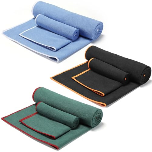 Peryiter 6 Pack Hot Yoga Towel Set - Non Slip Microfiber Towels for Mat and Hand, Quick Dry and Sweat-Activated Grip, 2 Sizes for Women Men Bikram Pilates Gym (Classic)