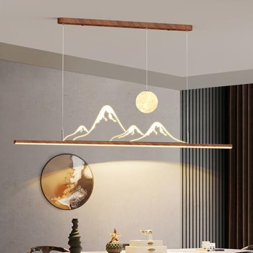 LED Pendelleuchte Esstisch Hängeleuchte, Moderne LED Kronleuchter, Linear design Dimmbar mit Fernbedienung Pendellampe, Höhenverstellbar Hängelampe für Esszimmer Esstisch Büro Lampe (120cm)