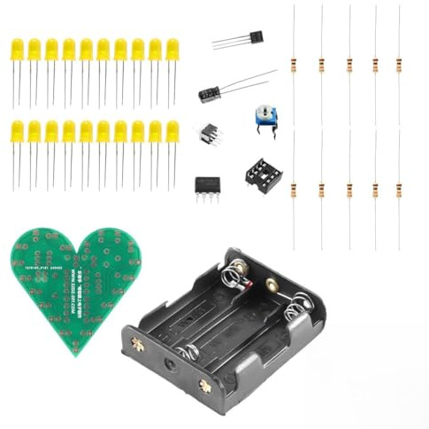 Laroal Kit de Bricolage électronique en Forme de cœur avec lumière Respirante, kit d'entraînement à la Soudure pour Les écoliers (2 Ensembles Jaunes)