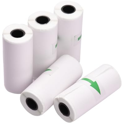 57mm Klistermärke Papper White 5 Rullar Fungerar med de Flesta 58 Mm Termiska Kvittoskrivare Etiketter Klistermärken för Etikettutskrift, 2, 17 * 0, 98in 1 Rulle, Totalt 3, 2 M/10, 5ft