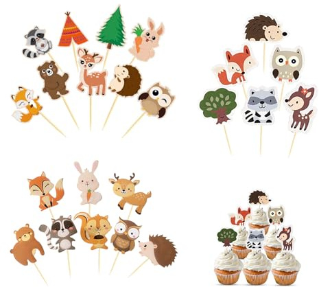 Yistoi 46 Tortendeko Tiere, Cake Topper Geburtstag, Waldtiere Geburtstag Deko, Niedliche und Lebendige Tierfiguren, Kindergeburtstagskuchen Dekoration, zum Dekorieren von Geburtstagstorten, Cupcakes