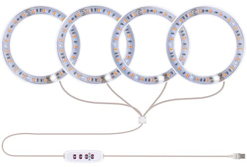 Lumière de la Plante Intérieure avec 5 Niveaux de luminosité, Lampe de Culture Alimentée par USB pour la Serre à Domicile, les Succulents de Minuterie Mini bonsaï (4 têtes)