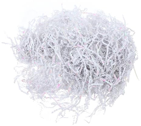 BESTYASH 1 Papierseide Geschenkdekorationen Papierfetzen Beutetaschenfüller geschreddert Papierfüller Crinkle Paper Geschenkfüller zerkleinertes Papier Korbfüllung Weiß