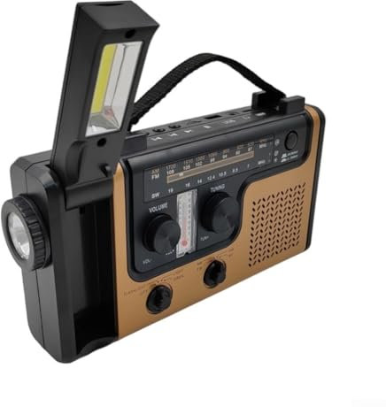 Radio a manovella solare, a manovella, radio di ricarica solare esterna per telefoni cellulari con pratica illuminazione allarme caratteristiche