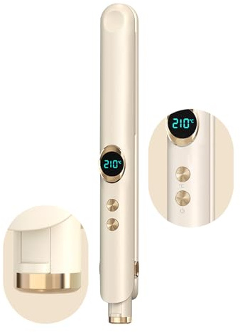 Eachans Cordless Hair Straightener Anti-Scald, Rechargeable Cordless Travel Flat Iron, Mini Ceramic Hair Straightener with 4000mAh Battery, Multiple Heat Settings, Travel Size (White)