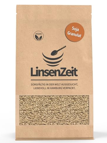 LinsenZeit Soja Granulat 300g – Soja minced 300g – Pflanzlicher Fleischersatz – Proteinreich, fettarm & vielseitig – Für vegane Bolognese, Burger, Wraps & mehr 100 % naturbelassen & ballaststoffreich