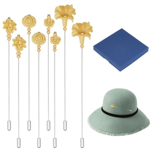 BENECREAT 8 Spilla Da Cappello Vintage, 4 stili Eleganti Spille per Cappelli per Uomo e Donna Spilla Dorata per Cravatta, Sciarpa, Cappelli Da Cowboy Occidentali