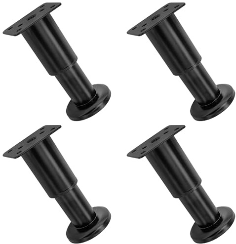 DDHOMIN 4 PCS Adjustable Furniture Legs – Black Metal Sofa and Cabinet Support Feet for Chairs, Tables, and Cupboards