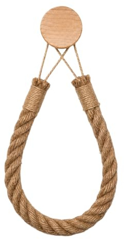 Rustic Rope Toilet Roll Holder Self Adhesive Wall Mount for Bathroom Decor | Tool-free installation, dual use for toilet paper & towels, natural hemp rope build, space-saving for small bathrooms