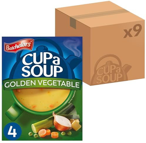 Batchelors Cup a Soup Golden Vegetable Instant Soup, 36 Sachets | 9 Boxes of 4 Sachets, Quick & Easy Meal or Snack, Hearty & Savoury Taste, Perfect for On-the-Go