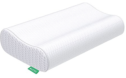 UTTU Oreiller en Mousse à Mémoire de Forme, Oreiller de Literie Ergonomique, Réglable en Hauteur, Confort Respirant, Housse Lavable en Bambou 60x35x13/11 cm