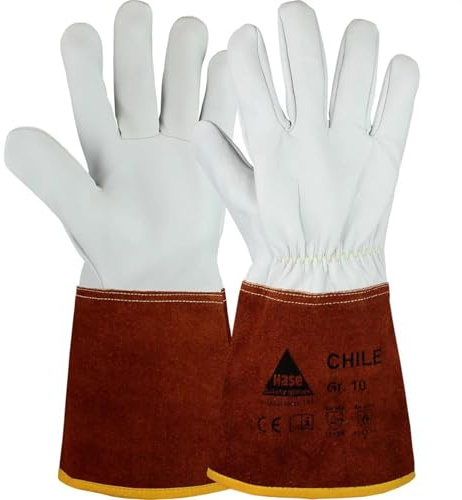 Hase Schweißerhandschuh Chile aus Schafsnappaleder mit Rindspaltleder-Stulpe, Kevlar®-Nähten, Gummizug im Handrücken, pH-Hautneutral, Schadstoffgeprüft (5, 10)
