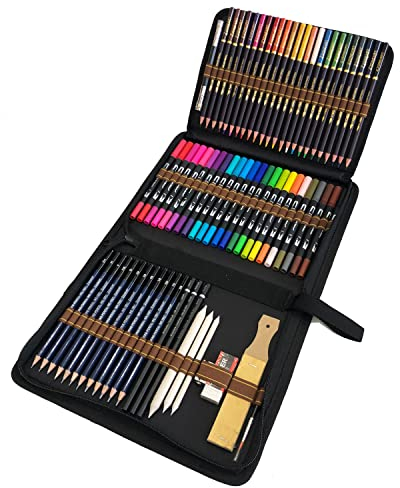 QUER Buntstifte Filzstifte Set, 24 Pinselstifte mit Doppelter Spitze, 24 Aquarellstifte, 12 Skizzierstifte und Malbuch für Erwachsene