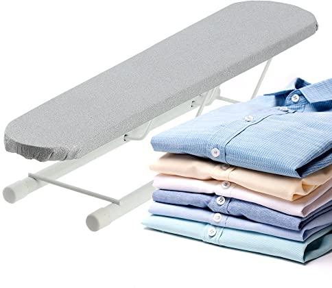 KADAX Mini tabla de planchar, gris, poliuretano, S, independiente, plegable, para mangas y puños, planchar prendas pequeñas, lavandería infantil