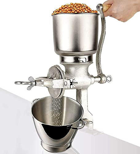 BONOOL Manual Corn Grain Grinder Mill Cast Iron Hand Crank Manual Coffee Grinder with Large Hopper for Bean Rice Coco Pepper Grains Nuts Grinder