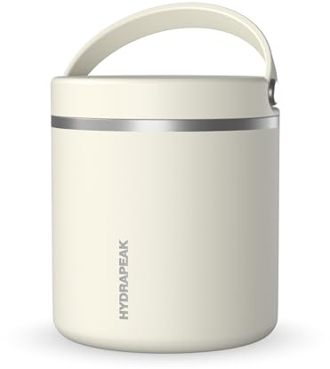Hydrapeak 25oz Stainless Steel Vacuum Insulated Food Jar for Hot Food and Cold Food, Wide Mouth Leak-Proof Soup Jar for Adults, 10 Hours Hot and 16 Hours Cold (Ivory)