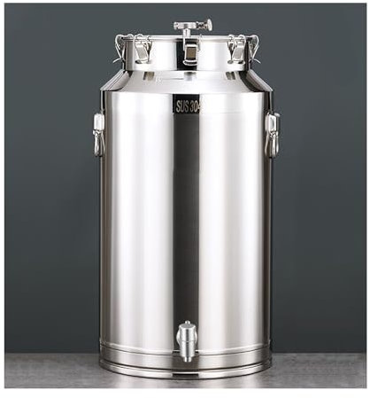 WRJAHCG 40 * 74CM/88L,Caldera De Fermentación De Acero Inoxidable,Tambores De Almacenamiento De Líquidos Y Granos con Grifo,Cubo De Fermentación para Licor