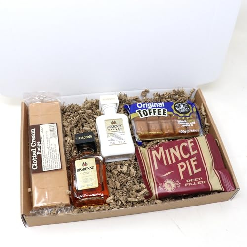 Alcohol & Treats Letterbox Gift with Mince Pie For Christmas (Disaronno Amaretto)
