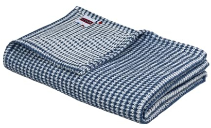 DODO - Plaid Coton Recyclé Caresse Marine 120x180 cm - Douceur Exceptionnelle - Confort Durable et Élégant - 54% Coton, 15% Acrylique, 13% Polyester - Lavable en Machine à 30°C