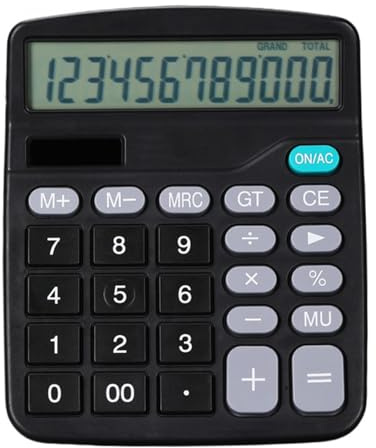 Calculatrice de bureau à 12 chiffres avec écran LCD à énergie solaire et batterie, gros boutons pour bureau, école, maison, enfants, étudiants et comptables