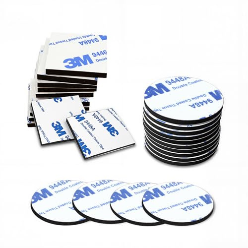 Gripiti Double Sided Sticky Pads 20 Pcs, 3 mm Thickness Adhesive Foam Pads 30 x 30mm Waterproof Square Round Sticky Tape for Outdoor Indoor Mounting Adhesive Strips for Home Car Office (Black)