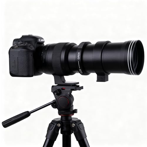 Andoer 420-800mm f/ 8.3 Manual Telephoto Zoom Lens for Canon EOS Rebel SL2 SL1 T3 T3i T4i T5 T5i T6 T6i T6s T7 T7i 4000D 6D 7D 60D 70D 77D 80D 5D II/III/IV 550D 650D