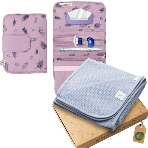 Jubi® Baby-Set: Windeltasche + Babydecke – praktisches Mama-Organizer-Bundle für unterwegs, weich & stylisch, Geschenk zur Geburt