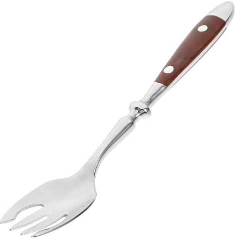 INOOMP Tenedor de Ensalada Mango de Madera Elegante de Acero Inoxidable 430 Resistente Deformación y Duradero para Comidas Casuales y Reuniones Familiares