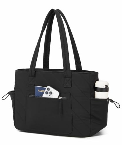 Miss Lulu Borsa Donna Minimalista, Borse Tote Università con Zip, Borsa a Tracolla Spalla in Nylon, Scomparto per Laptop da 16 Pollici, Tasca per Bottiglia d'Acqua, Spiaggia, Lavoro, Scuola e Viaggi