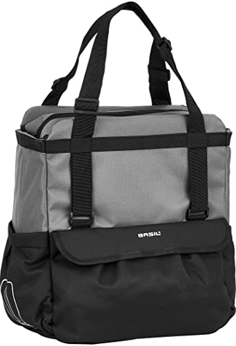 Basil Shopper XL Bicycle Shopper – 20 L – geeignet für E-Bike, Citybike, Damen- & Herrenrad – Schwarz/Anthrazit – 14×33×34 cm
