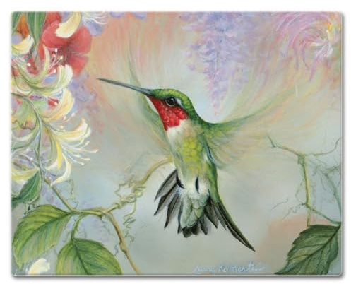Ruby Hummingbird Natures Gift of Feathers Tempered Glass Large Cutting Board by Highland Graphics