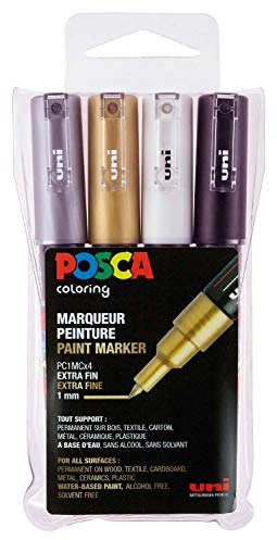 POSCA 186704 - POSCA Marker mit extra feiner Rundspitze, 4er Set