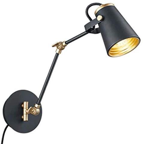 Trio Leuchten Wandleuchte Edward 208870132, Metall Schwarz matt/goldfarbig, exkl. 1x E14