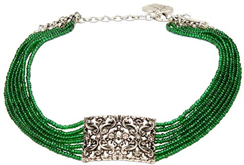 Alpenflüstern Trachten-Perlen-Kropfkette Edelweiß-Ornament - elegante Trachtenkette - nostalgischer Damen-Trachtenschmuck, filigrane Dirndlkette (in traditionellen Farben) DHK255