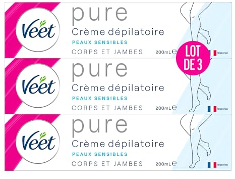 Veet - Minima Enthaarungscreme, 3 Stück – langanhaltende Weichheit nach der Enthaarung – empfindliche Haut – Tube 200 ml (3 Stück)