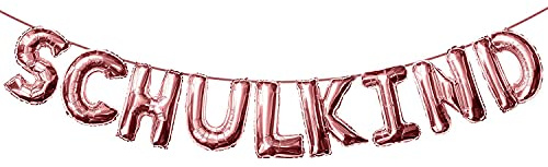 Oblique Unique® Schulkind Folien Luftballon Girlande Banner Hänge Deko für Schuleinführung Einschulung Schulanfang Schulstart Dekoration Schule Mädchen Jungen (Roségold)