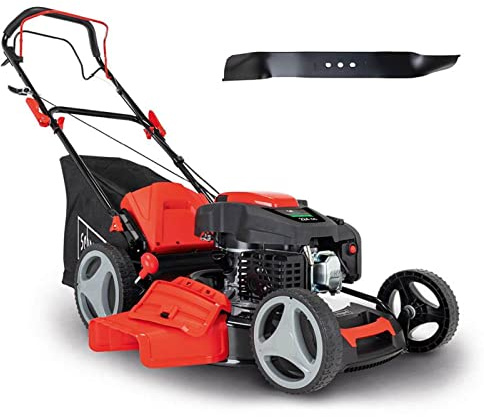 Scheppach Tondeuse Thermique autotractée MS225-53 - 6 CV - Largeur de Coupe 53 cm - Hauteur de Coupe réglable - 65L - Mulching et Nettoyage - Huile Moteur Incluse (avec Lame supplémentaire)