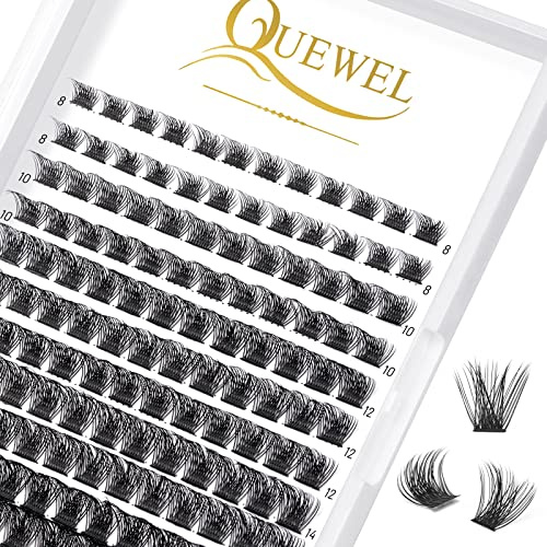 Wimpern Einzeln QUEWEL Cluster Lashes Mega C Curl MIX8-16 144Stck Wimpern Segmente Breit Fundament Individuelle Eyelashes für Augen Make-up DIY Wimpernverlängerung(Mega-C-MIX)