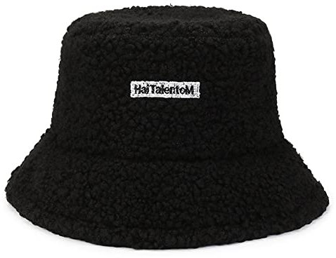Bob Mütze Winter Thermo Teichhut aus Wolle Chic Hut Melonenhut Glocke Elegant Fischerhut Stickerei Buchstaben Mode Mütze Lässig Reisen Hochzeit Shopping für Damen und Mädchen, Noir, 58/60 cm