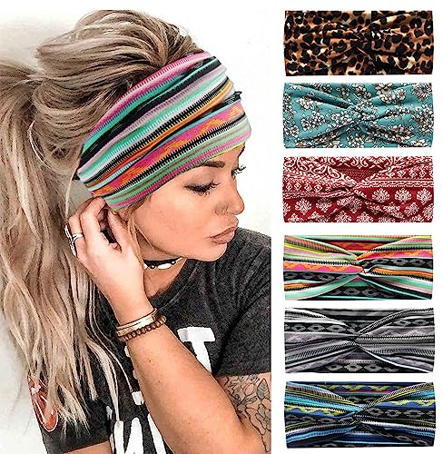 Frauen Stirnband Haarband Turban Blume Baumwolle Kopftücher Breite Weiche Damen Stirnband Boho Mode Bandanas Elastische Sport Laufen Yoga Kopf Wraps (P6ZAfca)