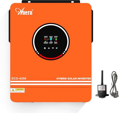 Anern 4200W Hybrid Wechselrichter Solar mit WiFi Modul 24VDC auf 220V/230V AC mit 120A MPPT Solarregler Max.PV-Eingang 500V, Arbeit mit 24V Blei-Säure und Lithium Batterien