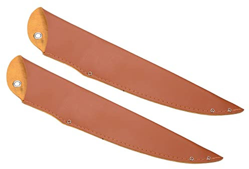 PATIKIL 14 PU Leather Chef Knife Sheath, 2 Pack Knife Cover Sleeves Knives Edge Guard Blade Protector Universal for Home Kitchen, Brown
