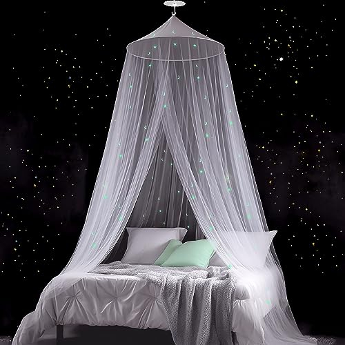 Modacraft Mosquitera luminosa con estrellas y lunas para cama doble, individual y cuna