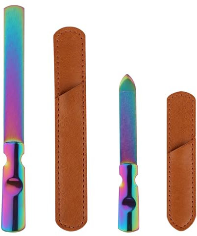 2pcs Limes à Ongles en Acier Inoxydable, Double Face Limes à Ongles en Métal Lime à Manucure pour Ongles Naturels Outils de Manucure pour Hommes Femmes Maison Salon (Couleur Éblouissante)