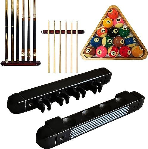 FLYIFE Queue-Rack, Pool-Queue-Halter, Pool-Stick-Halter, Billard, 4-Loch-Billard-Queue, Hartholz-Squash-Queue, einfache Installation