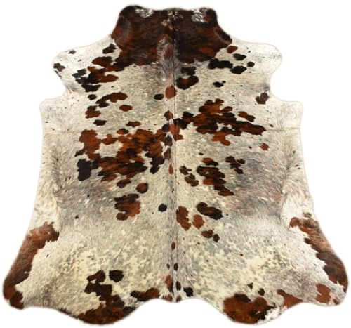 Kuhfelle Online & Nomad KUHFELL RINDERFELL DREIFARBIG BRAUN WEIß 220 x 200 cm XXL Tricolor KUHFELL Teppich