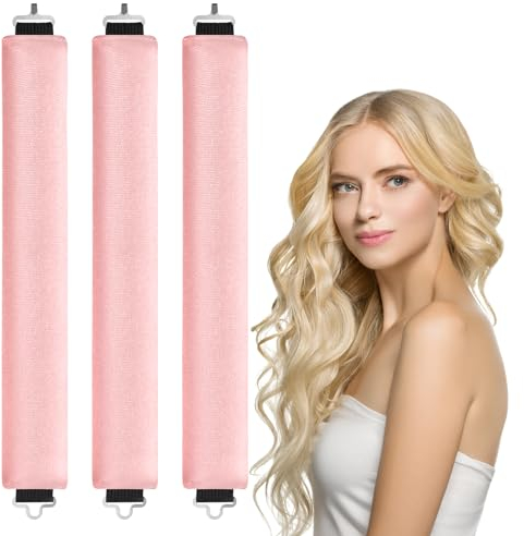 LOPHE Senza Calore Bigodini, Hair Curler Bigodini per Capelli Lunghi e Medi da 3 Pz, Bigodino di Capelli Bigodino Pigro Set Adatto per Dormire, Strumento per Lo Styling Dei Fai-Da-Te(Rosa)