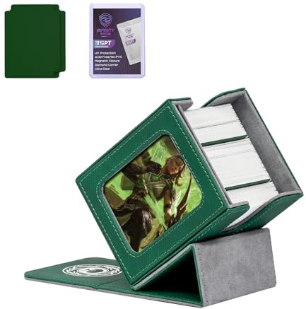 Infinity Guard Mtg Deck Box für MTG mit Commander Display für 100+ doppelhültige Karten, magnetische Karten-Aufbewahrungsbox passend für TCG Sport-Sammelkarten (Grün und Grau)