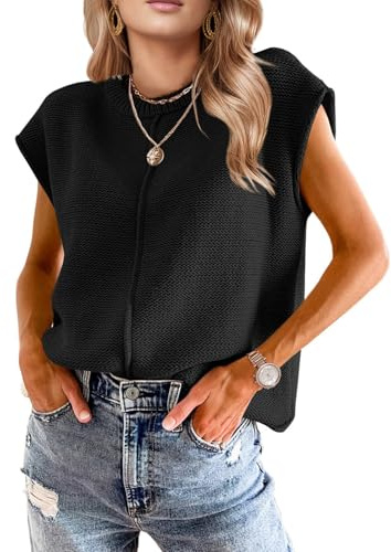 Womens Spring Fashion 2026 Summer Tops Boho Sweater Trendy Western Casual Cap Sleeve Rodeo Vest Cute Vacation Outfits Black